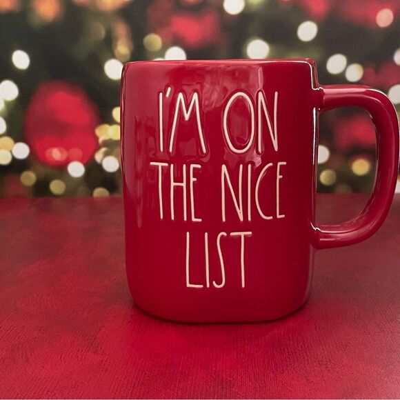 Rae Dunn Red Christmas Mug – “I’m on the Nice List” – Artisan Mug/Holiday Gift - Picture 2 of 9